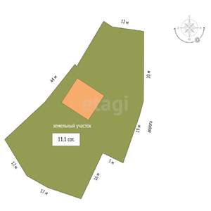 Дом 54м², 1-этажный, участок 11 сот.