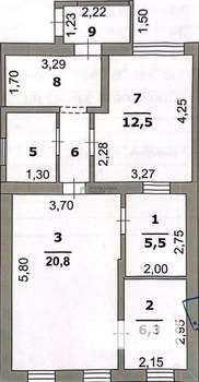 Дом 59м², 1-этажный, участок 2 сот.