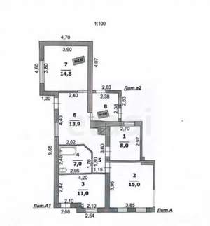 Дом 79м², 1-этажный, участок 1 сот.