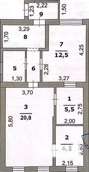 Дом 59м², 1-этажный, участок 2 сот.