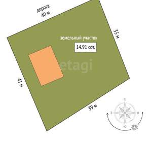 Дом 100м&sup2;, 1-этажный, участок 15 сот.  