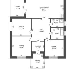 Дом 115м², 1-этажный, участок 9 сот.  
