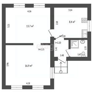 Дом 43м&sup2;, 1-этажный, участок 15 сот.  