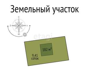 Дом 182м², 2-этажный, участок 9 сот.  