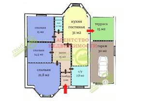 Коттедж 155м², 1-этажный, участок 15 сот.  