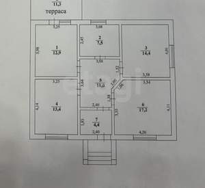 Дом 102м&sup2;, 1-этажный, участок 8 сот.  