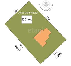 Дом 107м&sup2;, 1-этажный, участок 15 сот.  
