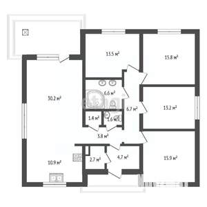 Дом 115м&sup2;, 1-этажный, участок 15 сот.  