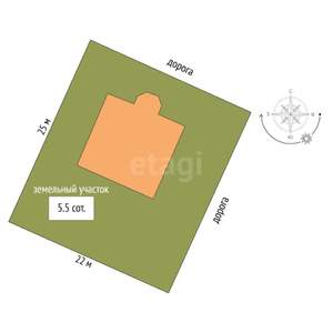 Дом 87м&sup2;, 2-этажный, участок 6 сот.  