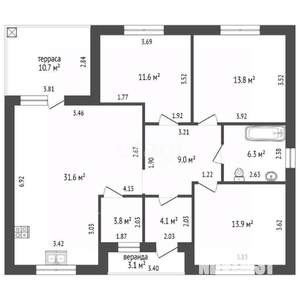 Дом 115м&sup2;, 1-этажный, участок 15 сот.  