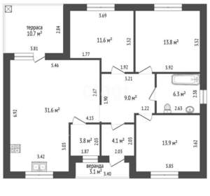 Дом 115м&sup2;, 1-этажный, участок 15 сот.  