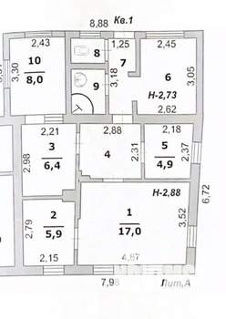 Дом 64м&sup2;, 1-этажный, участок 2 сот.  