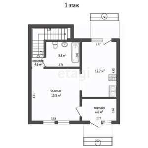 Таунхаус 81м², 2-этажный, участок 3 сот.  