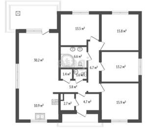 Дом 115м&sup2;, 1-этажный, участок 15 сот.  