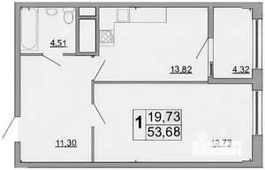 1-к квартира, на длительный срок, 54м2, 12/21 этаж