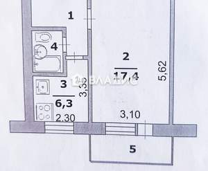 1-к квартира, на длительный срок, 31м2, 4/5 этаж