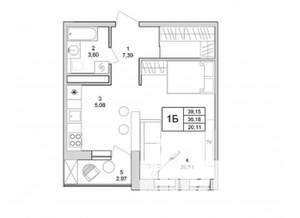 Студия квартира, на длительный срок, 39м2, 4/13 этаж