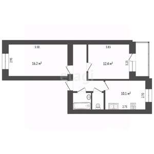 2-к квартира, вторичка, 51м2, 1/14 этаж