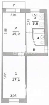 2-к квартира, вторичка, 48м2, 3/5 этаж