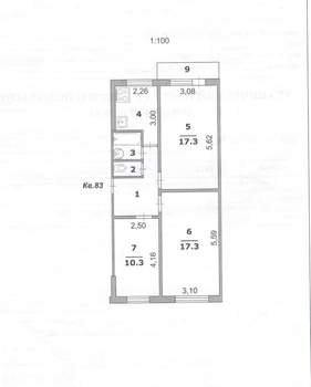 3-к квартира, вторичка, 62м2, 4/5 этаж