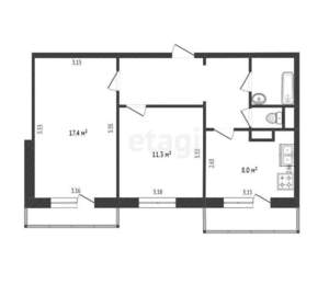 2-к квартира, вторичка, 51м2, 6/10 этаж