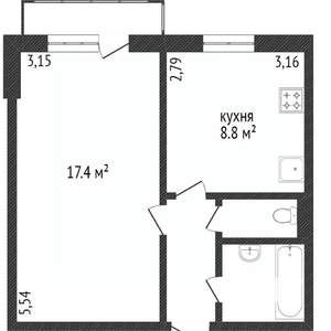 1-к квартира, вторичка, 35м2, 2/10 этаж