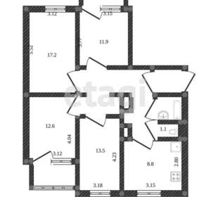 4-к квартира, вторичка, 84м2, 10/10 этаж