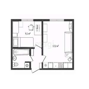 2-к квартира, вторичка, 33м2, 5/5 этаж
