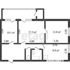 3-к квартира, вторичка, 54м2, 5/5 этаж
