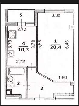 1-к квартира, вторичка, 42м2, 1/13 этаж