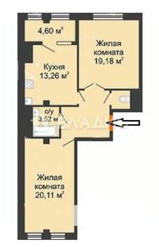 2-к квартира, вторичка, 69м2, 13/16 этаж
