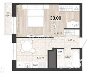 1-к квартира, вторичка, 33м2, 8/8 этаж