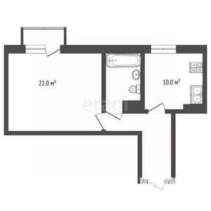 1-к квартира, вторичка, 45м2, 2/2 этаж