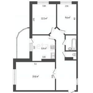 3-к квартира, вторичка, 70м2, 8/17 этаж