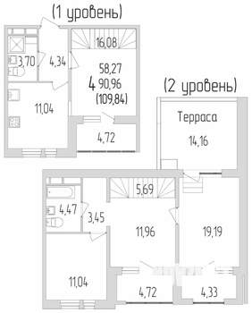 4-к квартира, вторичка, 125м2, 9/9 этаж