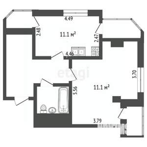 1-к квартира, вторичка, 48м2, 2/8 этаж
