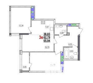 2-к квартира, вторичка, 66м2, 10/18 этаж