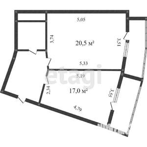 1-к квартира, вторичка, 60м2, 13/15 этаж