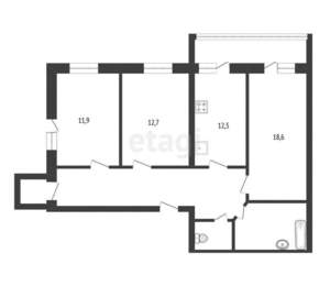 3-к квартира, вторичка, 80м2, 3/12 этаж