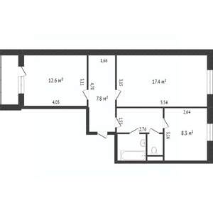 2-к квартира, вторичка, 54м2, 2/10 этаж