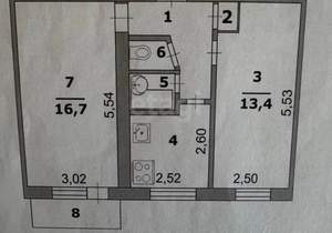 2-к квартира, вторичка, 44м2, 3/5 этаж