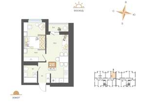 2-к квартира, вторичка, 41м2, 6/8 этаж