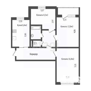 3-к квартира, вторичка, 60м2, 2/9 этаж