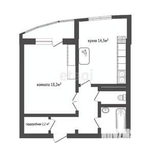 1-к квартира, вторичка, 46м2, 8/14 этаж