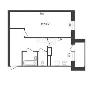1-к квартира, вторичка, 41м2, 1/5 этаж