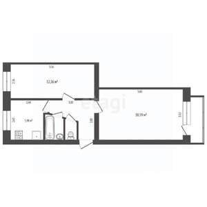 2-к квартира, вторичка, 45м2, 2/5 этаж