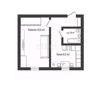 1-к квартира, вторичка, 35м2, 4/4 этаж