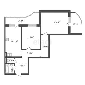2-к квартира, вторичка, 74м2, 15/17 этаж