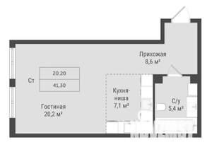 Студия квартира, вторичка, 41м2, 5/17 этаж
