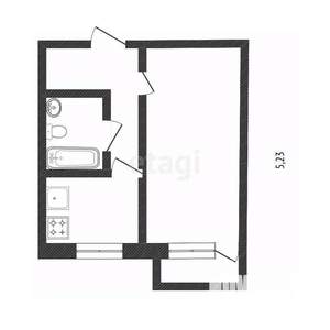 1-к квартира, вторичка, 32м2, 5/5 этаж